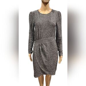 *NWT Michael Michael Kors women's black silver metallic draped cocktail dress M